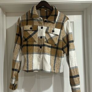 Cropped Flannel Jacket